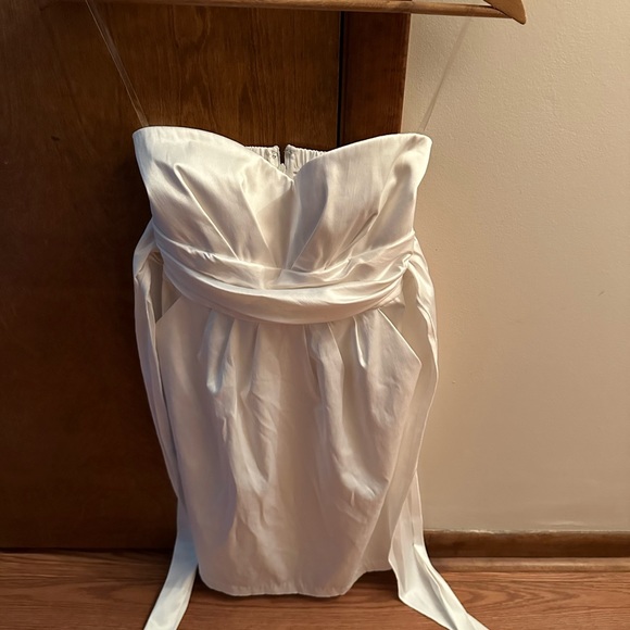 White Strapless Formal Dress - Picture 2 of 7